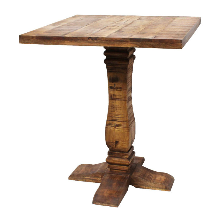 Loon Peak® Acuff Bar Height 36'' Mango Solid Wood Pedestal Dining Table